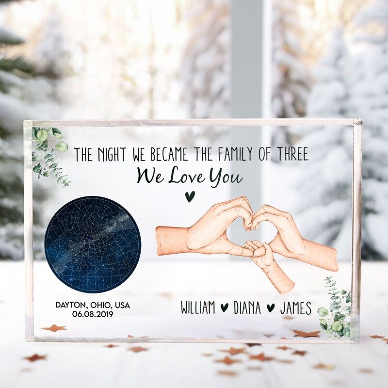 Personalized Acrylic Plaque The Night We Became The Family with Custom Star Map Meaningful Gift for Family