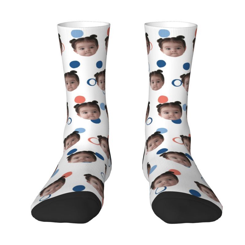 Customized Photo Socks Breathable Material with Colorful Ring for Friends