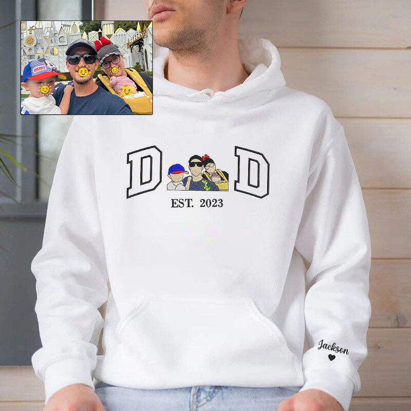 Personalisierte Hoodie bestickt Papa mit benutzerdefinierten Foto-Design einzigartiges Geschenk für den Vatertag