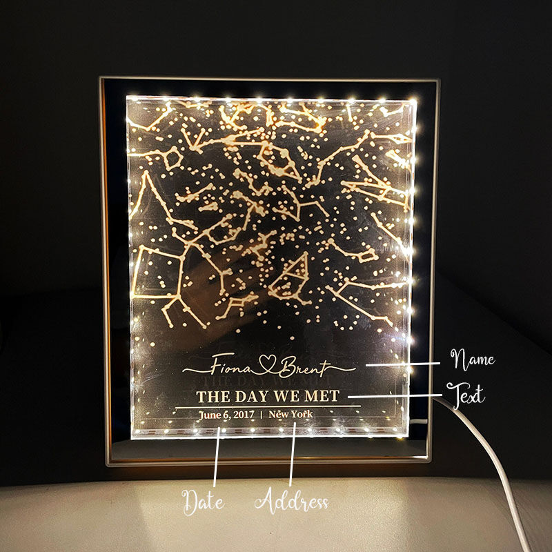 Personalized Star Map Mirror Lamp Romantic Valentine's Day Gift
