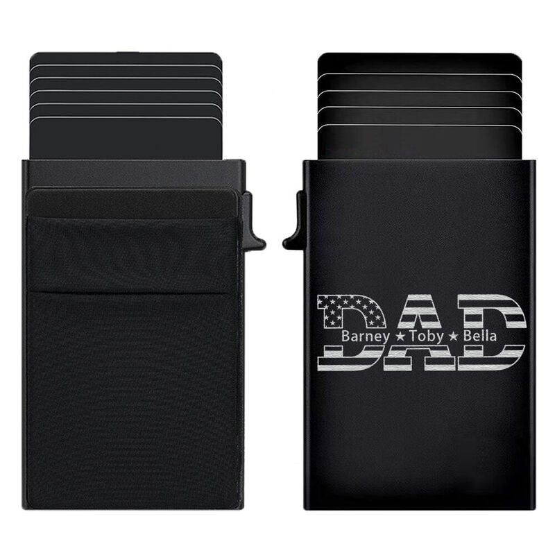 Tarjetero desplegable personalizado con nombre y número, regalo para el mejor padre.