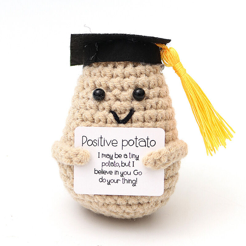 Handmade Crochet Potato Positive Doll with Doctor Hat Best Gift for Graduation