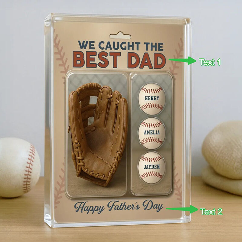 Personalized Name Acrylic Plaque with Baseball Pattern Interesting Gift for Father's Day