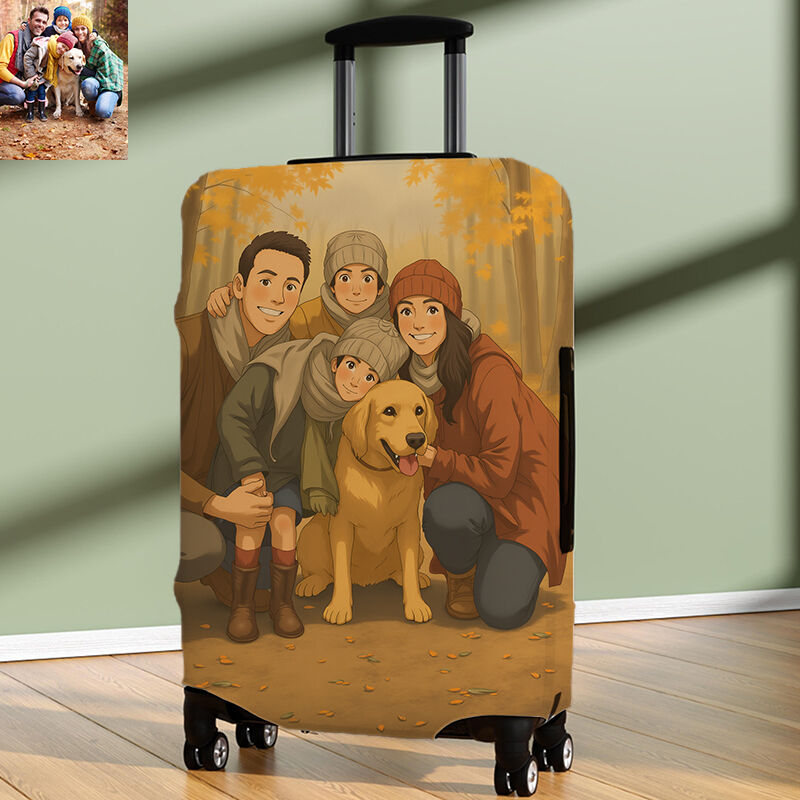 Personalized Luggage Cover Custom Cartoon Style Photo Fun Gift for Family