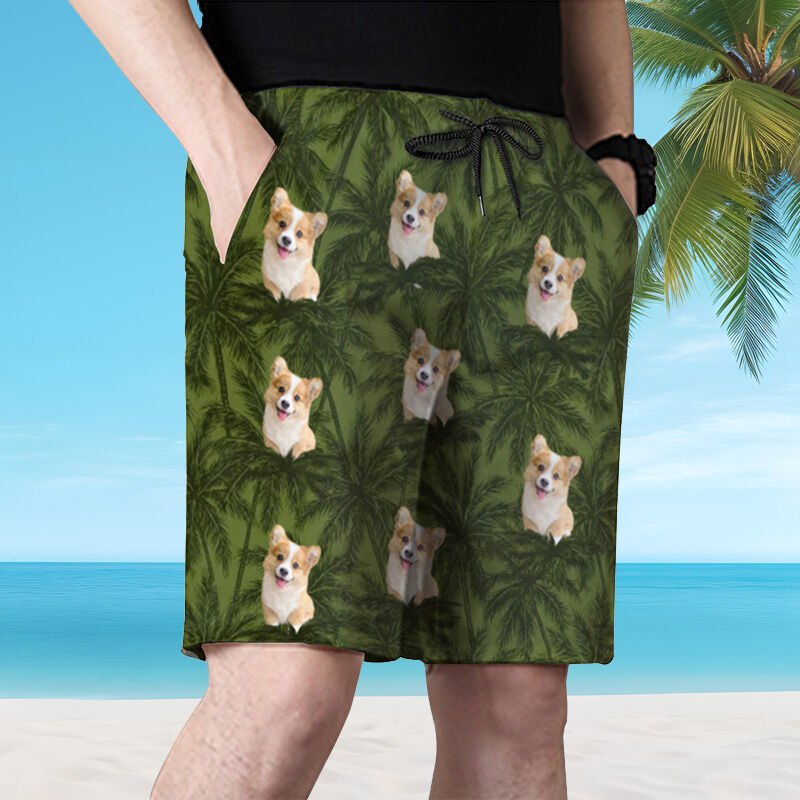 Shorts de playa personalizados con estampado de palmeras para hombre. Un regalo sencillo para tus amigos.
