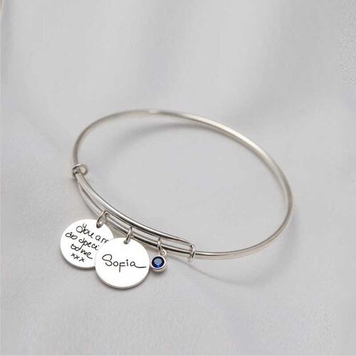 Personalized Handwriting Name Bracelet With Birthstone
