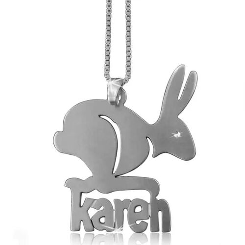 Rabbit Pendant Custom Name Necklace