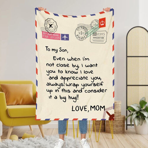 "A Big Hug" Personalized Love Letter Blanket to My Son from Your Mom