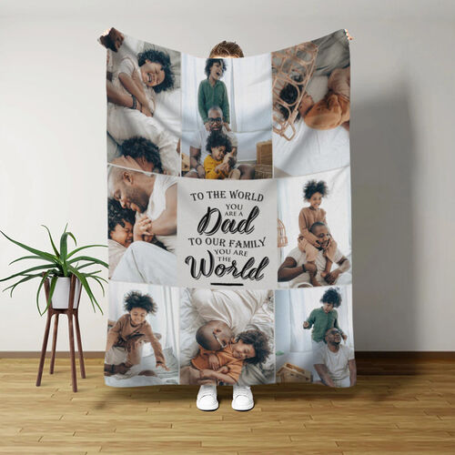 Coperta personalizzata con foto Regalo creativo per la festa del papà "Al mondo sei un papà".