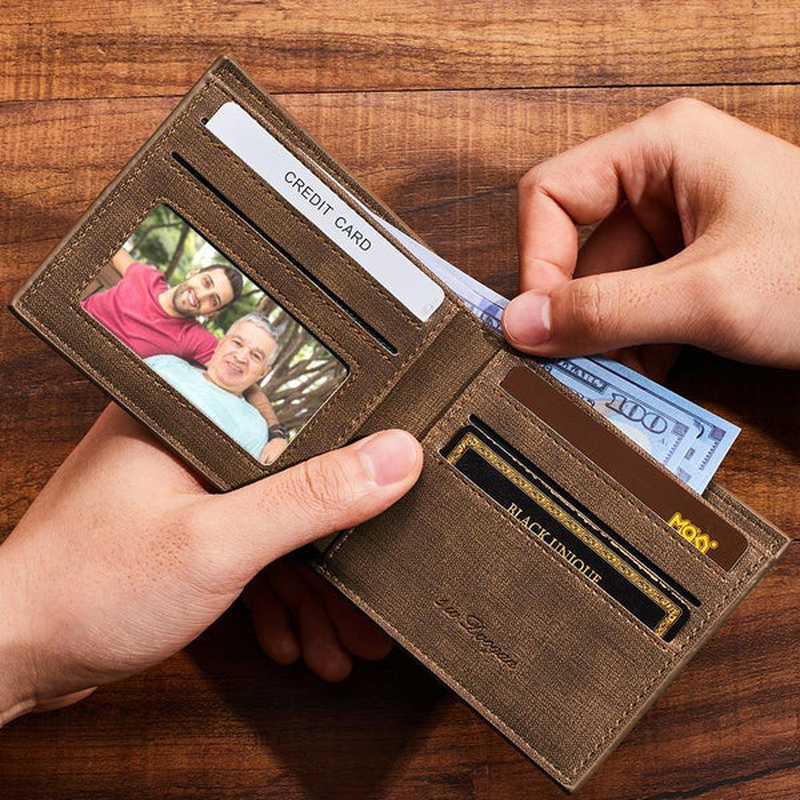 Billetera personalizada para hombre con foto grabada de familia regalos para papá