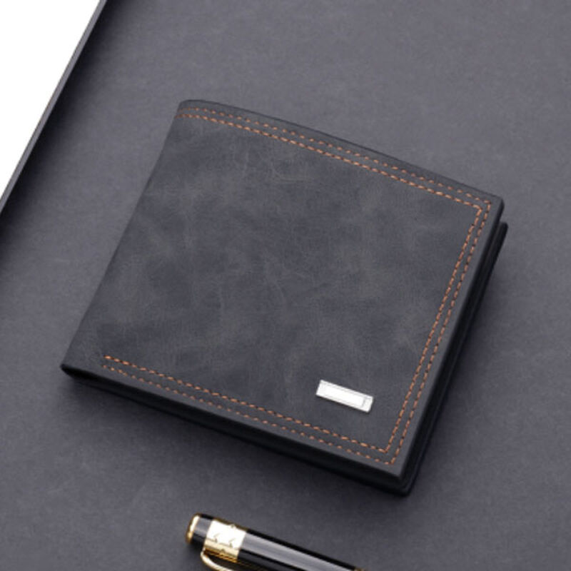 Tri-fold Men's Double Sided Black Wallet in Soft Leather-For Him
