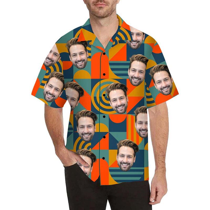 Chemise hawaïenne à impression intégrale Combinaison de motifs de visage personnalisée pour hommes