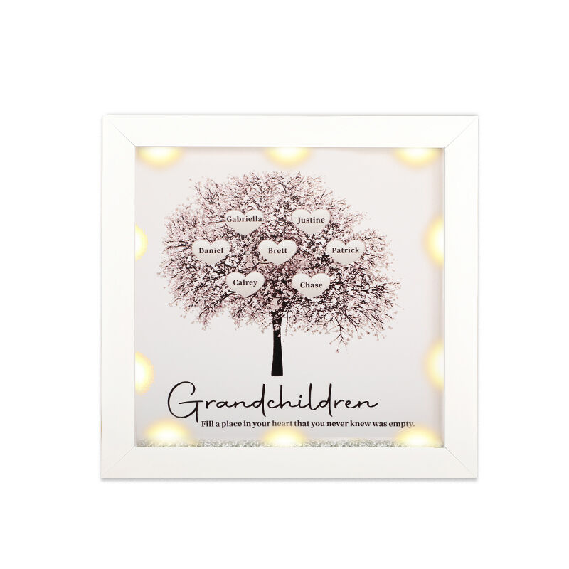 "Grandchildren Fill A Place in Your Heart" Custom Name Light Night Family Tree Frame