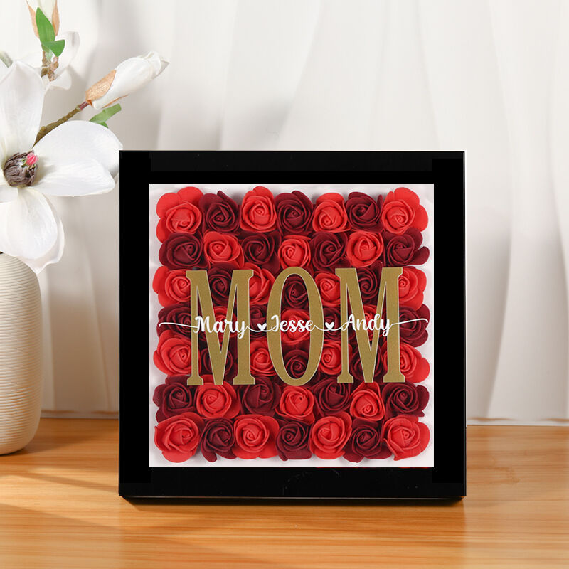 Scatola personalizzata con fiori secchi e nome regalo per mamma