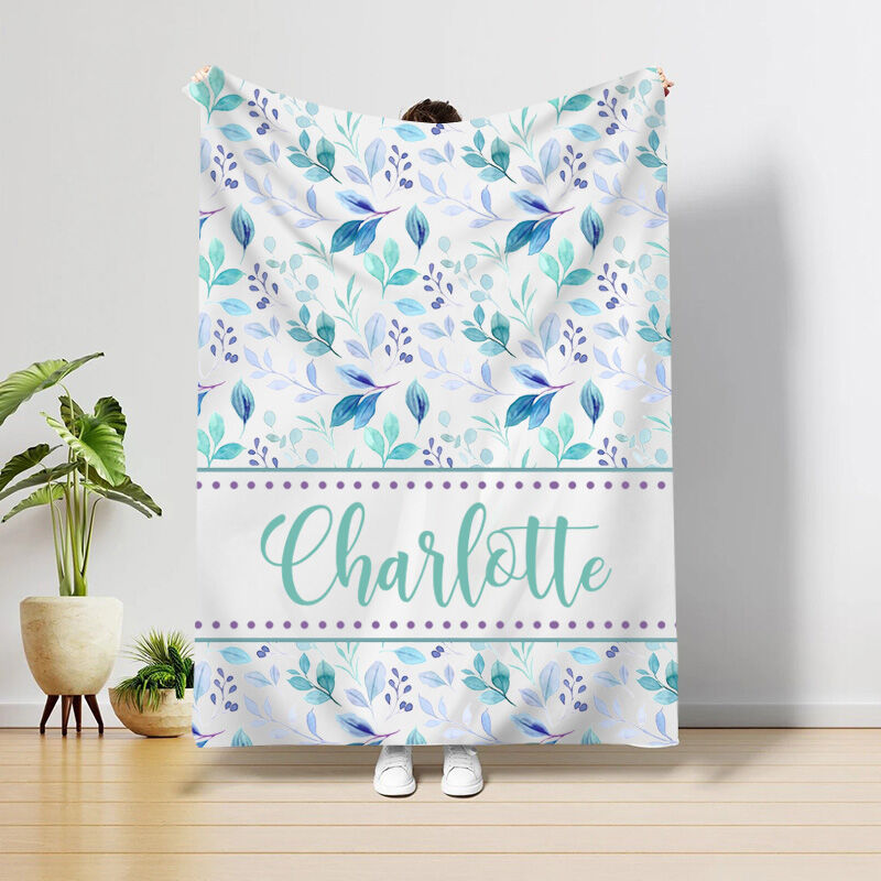 Custom Name Blanket Watercolor Florals Pattern Present for Special Person