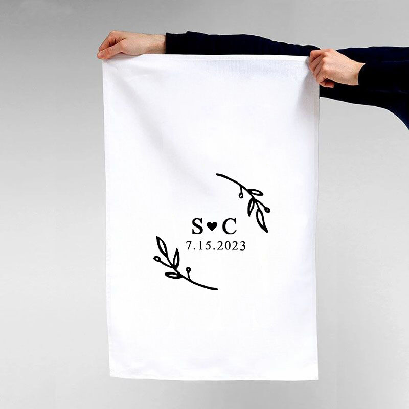 Personalized Towel with Custom Couple Letter and Date Aesthetic Design Gift for Lover