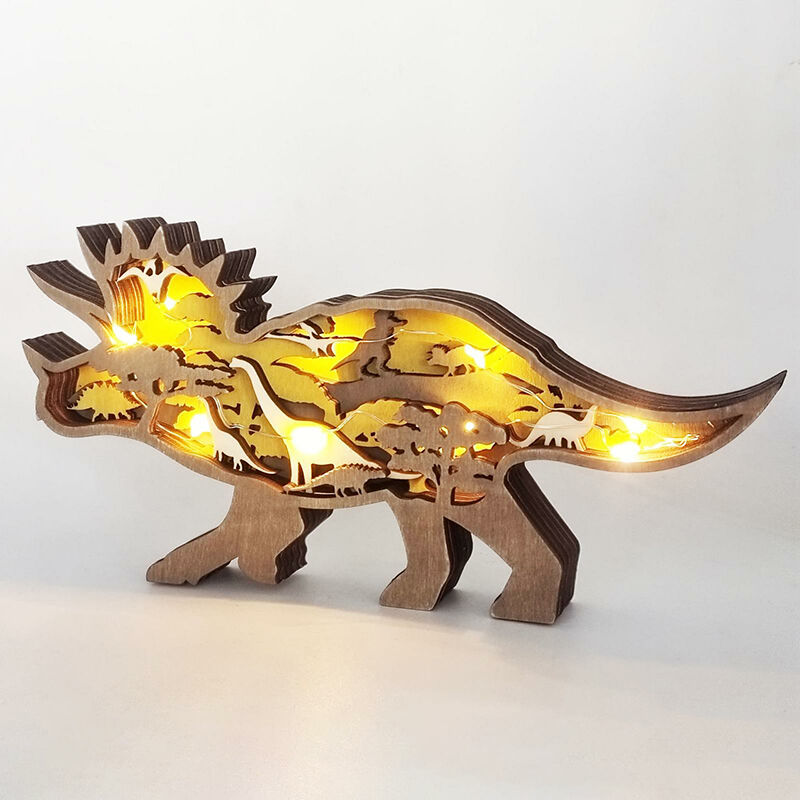 Triceratops 3D Wood Carving Decorative Light Funny Gift for Brother