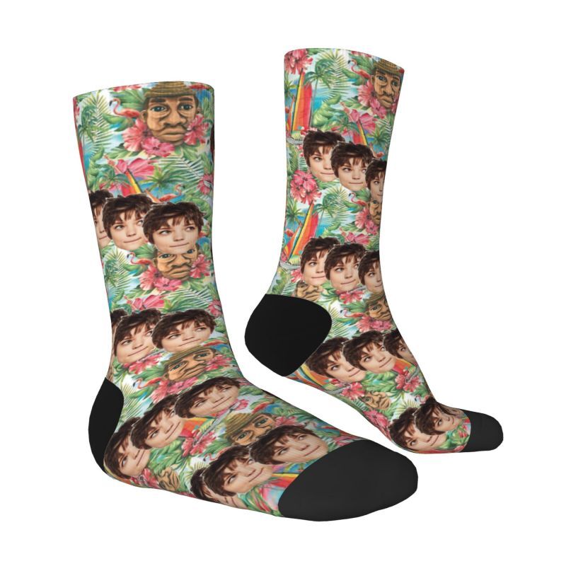 Gepersonaliseerde grappige gezichtssokken met foto Hawaii fashion sokken