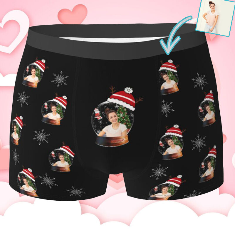 Personalisierte Foto-Männer-Unterwäsche Boxer Shorts mit Kristallkugel-Muster Exquisites Geschenk zu Weihnachten