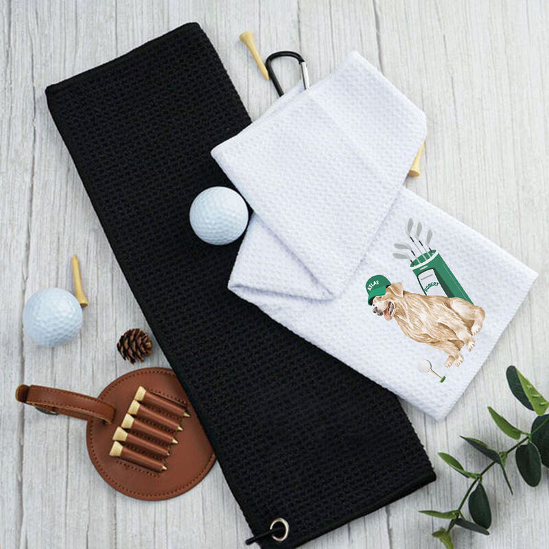 Custom Golf Towels Upload Pet Full Body Photo Cartoon Effect Gift for Pet Owners