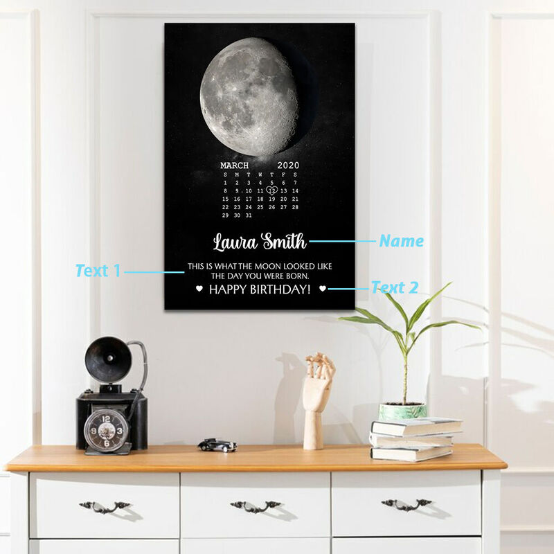 Personalisierte Mondphasen-Leinwand mit individuellem Namen Kreatives Geschenk für Ihre Liebe