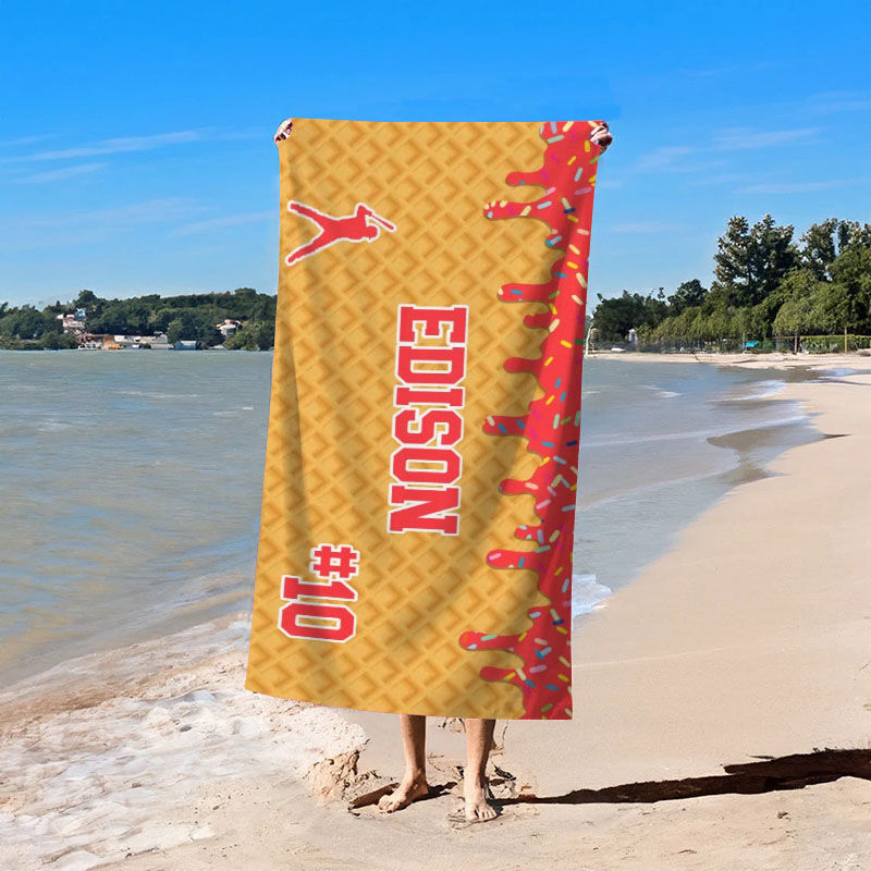 Personalized Name Bath Towel with Custom Number Simple Present for Friends