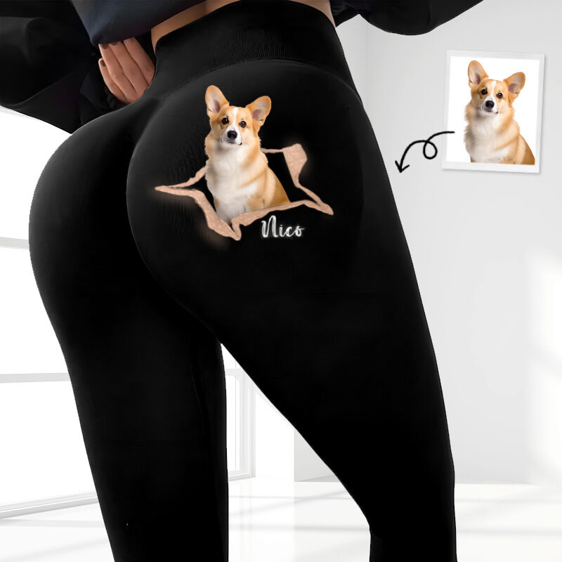 Leggings personnalisés avec photo d'animal motif amusant et craquelé cadeau créatif pour ses amoureux des animaux
