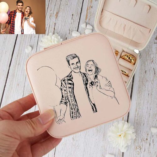 Personalized Jewelry Box Custom Sketch Photo for Couples