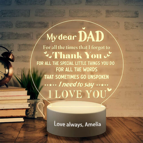 Personalized Acrylic Plaque Lamp Sincere Love Letter with Delicate Design for Dear Dad
