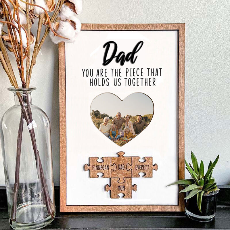 Custom Picture And Name Sign Puzzles Pieces Gift for Dad