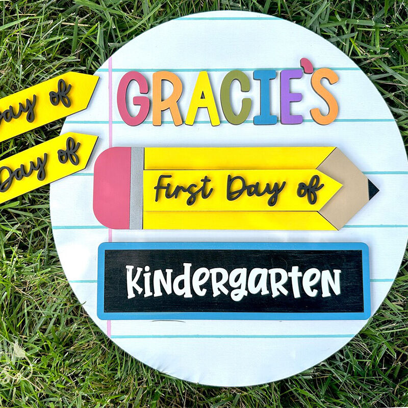 Personalized Back to School Round Sign Custom Kids Name with Erasable Chalkboard