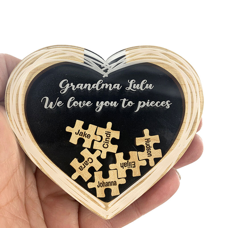 Personalized Name Puzzle Heart Ornaments Fun Gifts For Grandma