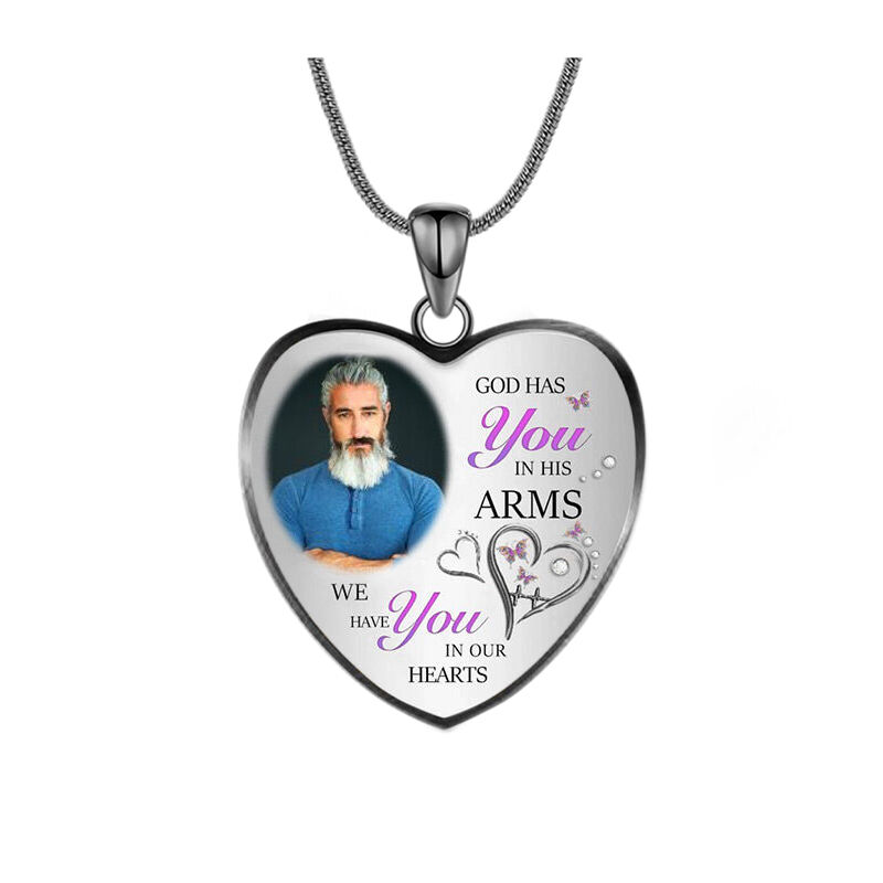 "God Has You in His Arms" Custom Photo Necklace