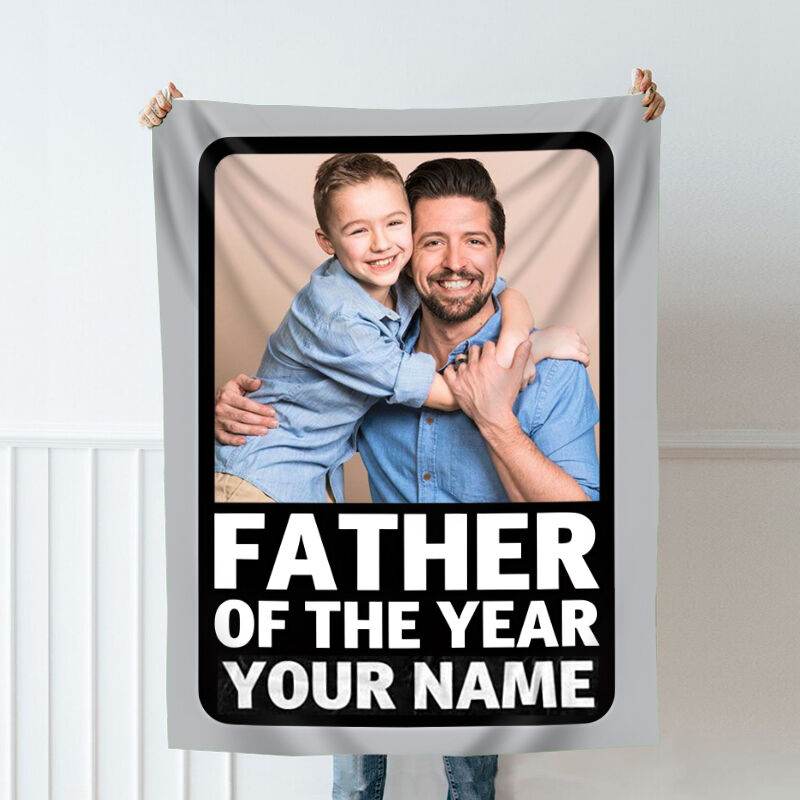 Personalized Picture Blanket with Custom Name Simple Father's Day Gift