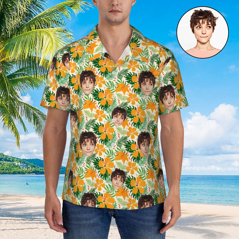 Camisas Hawaianas Personalizadas con Diseño de Flores y Hojas Camisa de Playa para Hombre