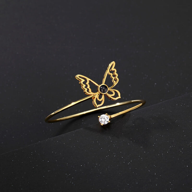 Gepersonaliseerde Projectie Armband Met Vlinder Hanger Prachtig Cadeau Voor Vrouw