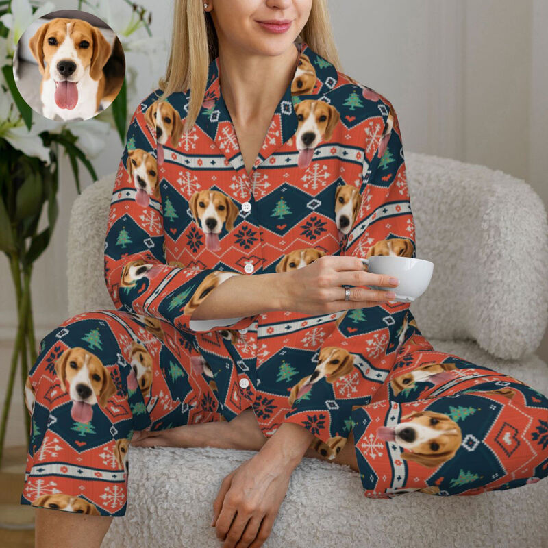 Personalisierte Pyjamas mit individuellem Foto Klassischer Weihnachtsstil Karomuster Design Geschenk für die Familie