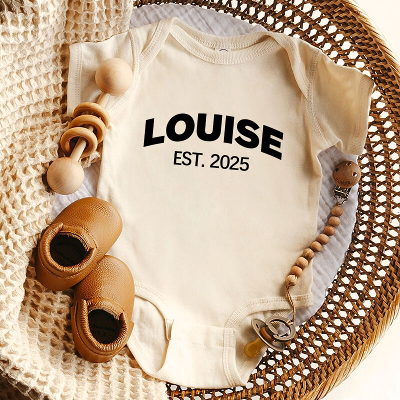 Personalized Baby Onesie Custom Name and Due Date Simple Design Perfect Baby Shower Gift for Family