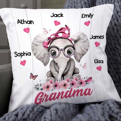 Personalized Elephant Family Pillow