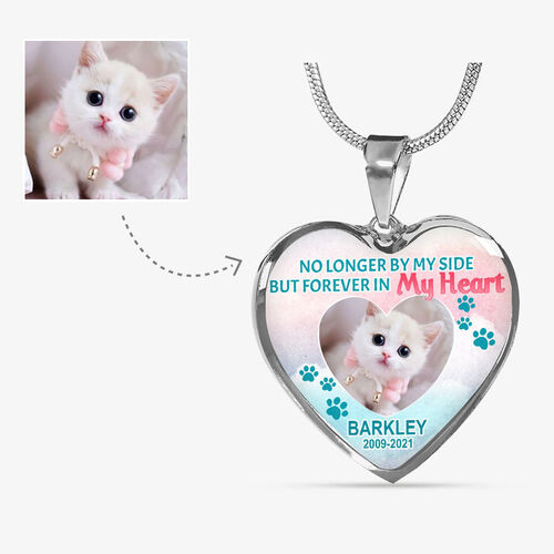 "No Longer By My Side But Forever In My Heart" Luxury Pet Memorial Necklace
