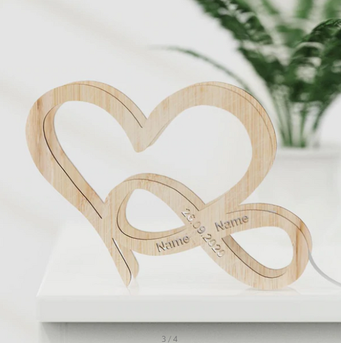 Personalized Infinity Name Sign Custom Engraved Night Light Heart-shaped Wooden Creative Gifts