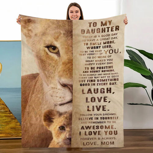 Smile More, Worry Less Family Soft Blanket For Daughter from Mom