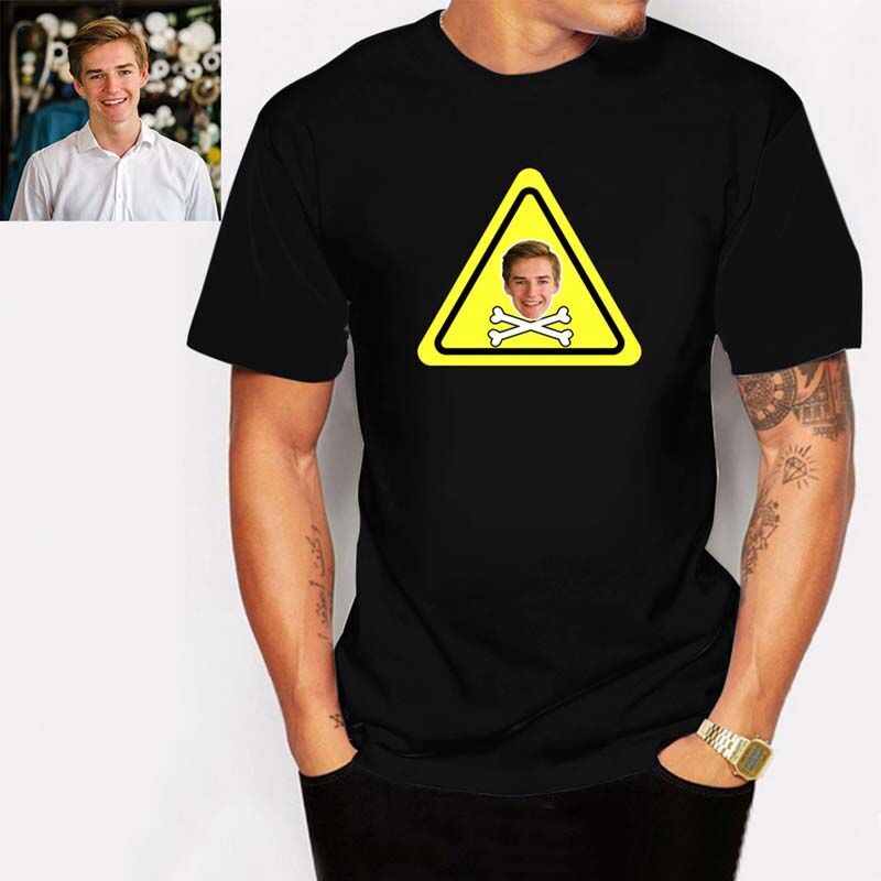 Yellow Warning Sign Custom Photo T-Shirt
