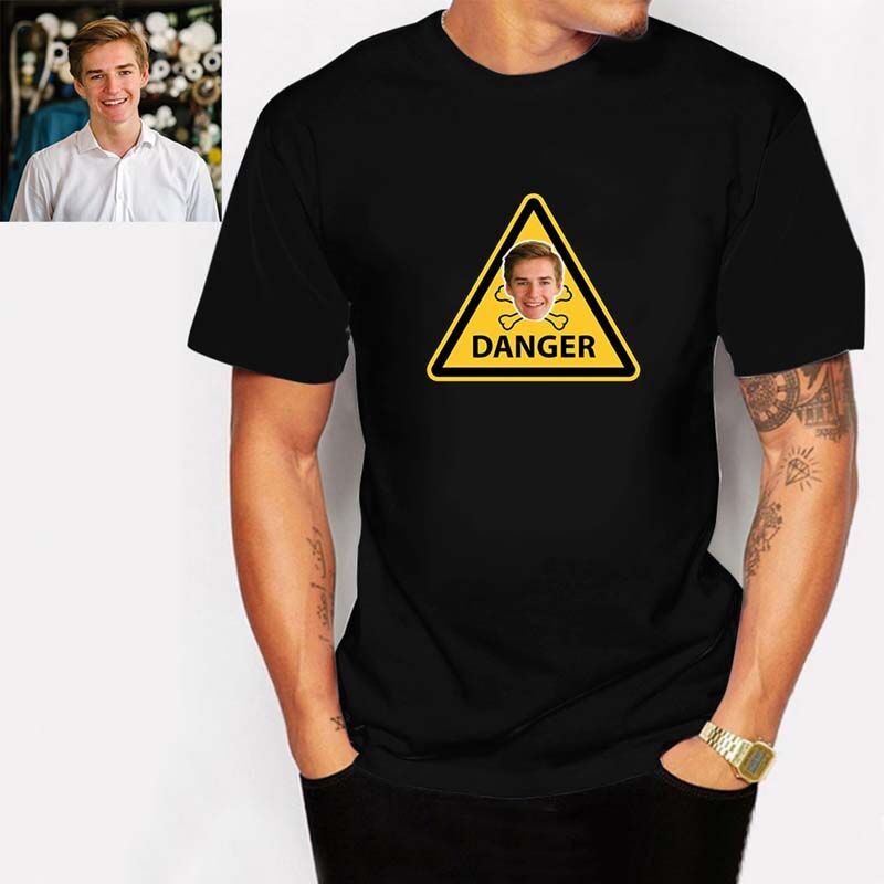 Danger Warning Sign Custom Photo T-Shirt