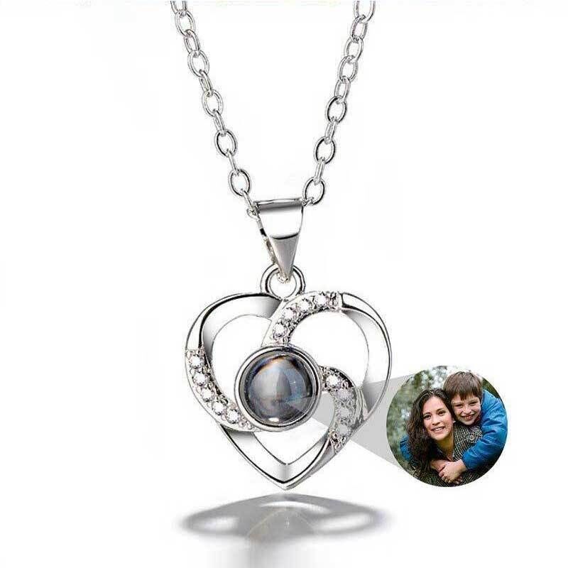 Collar de proyección de foto personalizada con colgante de corazón para pareja