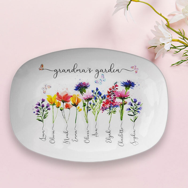 Personalized Birthflower And Name Plate Durable Gift for Grandma