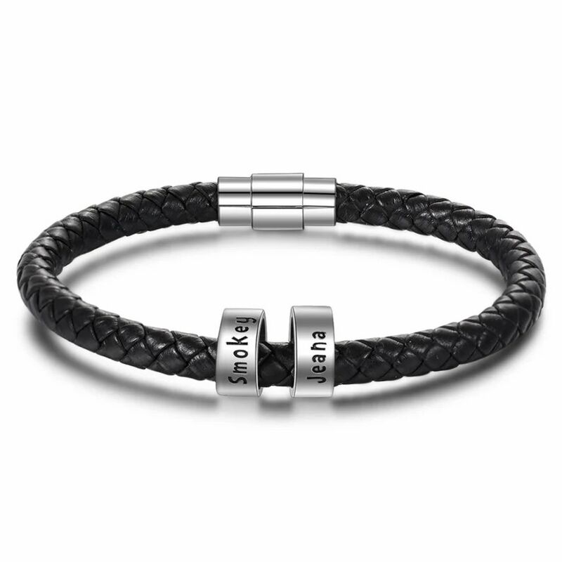Personalized Simple Braided Rope Men's Bracelet Custom Family Name
