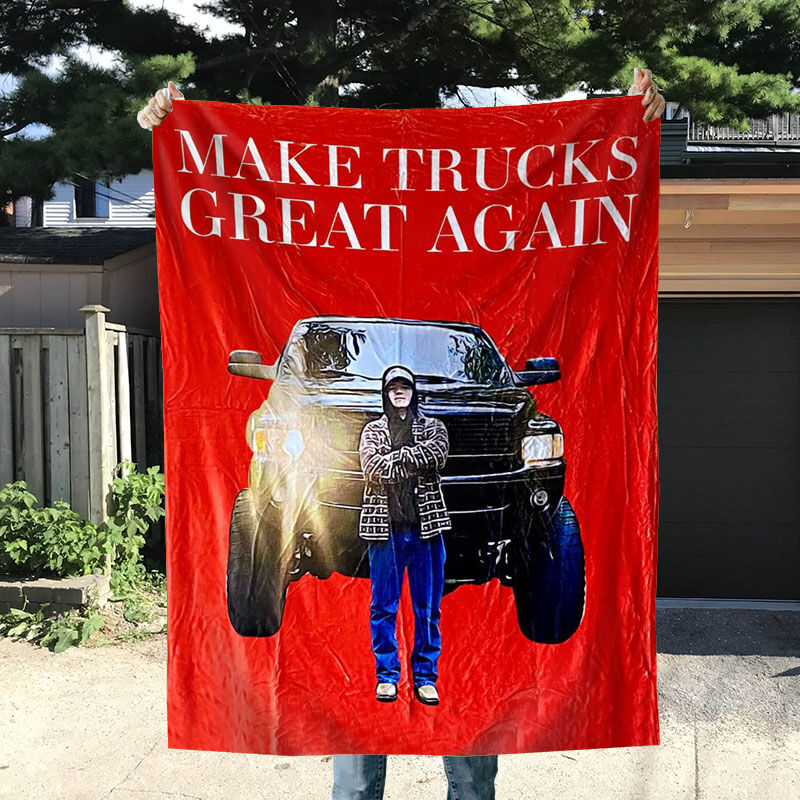 Custom Picture Truck Blanket Aesthetic Design Gift for Favourite Family "Make Truck Great Again"