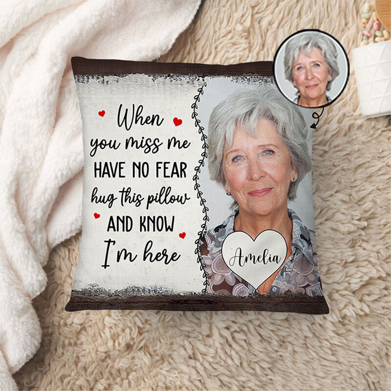 Personalized Picture Pillow with Custom Name And Red Heart Pattern Precious Gift for Family