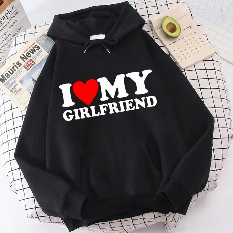 Gepersonaliseerde hoodie Ik hou van mijn vriend en vriendin patroon Valentijnsdag cadeau voor geliefden
